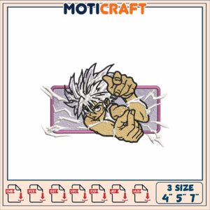 Anime Style Embroidery Design with Dynamic Action Pose Digital File