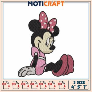 Disney Minnie Mouse Embroidery Design in Three Sizes 4 to 7 Inch Disney Minnie Mouse Embroidery Design in Three Sizes 4 to 7 Inch