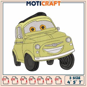 Cute Yellow Car Embroidery Design for Kids Projects 4 5 7 Sizes