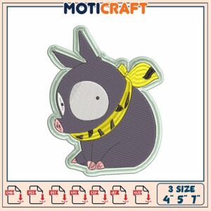 Cute Piglet Embroidery Design Available in Three Sizes for Crafts
