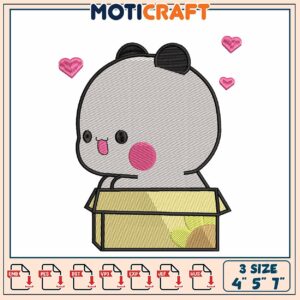 Cute Panda in Box Embroidery Design