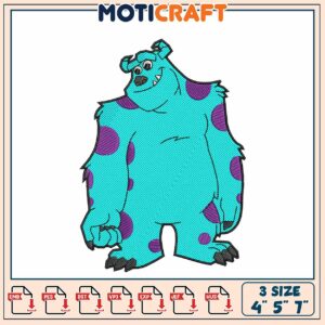 Cute Monster Embroidery Design for Kids Apparel and Crafts