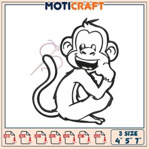 Cute Monkey Embroidery Design
