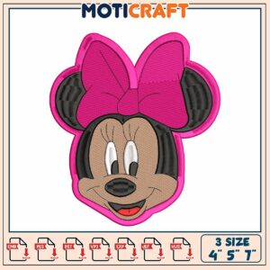 Cute Minnie Mouse Embroidery Design for DIY Projects 4 5 7 Inch