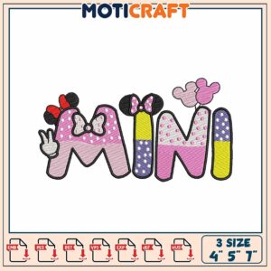 Cute Mini Embroidery Design for Kids Projects in Three Sizes