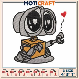 Wall e cute cartoon embroidery, wall e and eve​ embroidery
