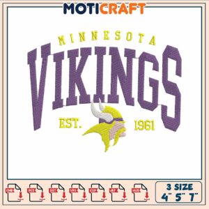 Viking est 1981 embroidery, logo minnesota vikings​ embroidery