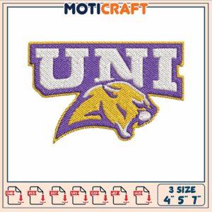 Uni northern panther logo embroidery, panther colors football​ embroidery