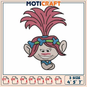 Troll poppy embroidery, poppy from trolls​ ​embroidery