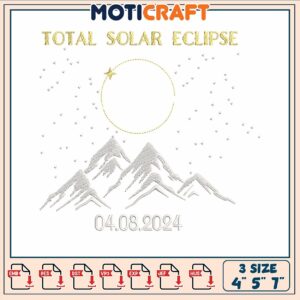 Total solar eclipse mt embroidery, clipse solar​​ embroidery
