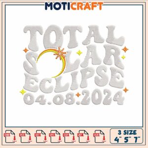 Total soler eclipse embroidery, solar eclipse​​​ ​embroidery