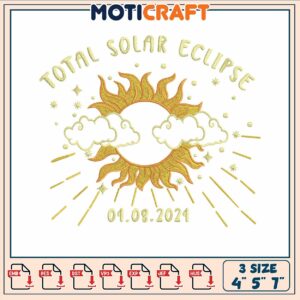 Total solar eclipse gold embroidery, solar e clipse​ embroidery