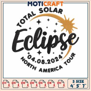 Total solar eclipse 2024 embroidery, solar e clipse​ embroidery