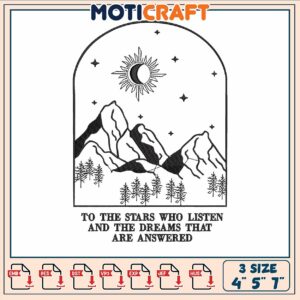 To the star mountain symbol embroidery, star decorations​ embroidery
