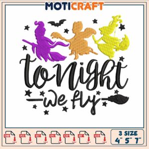 To night we fly embroidery, disney witch​ ​embroidery