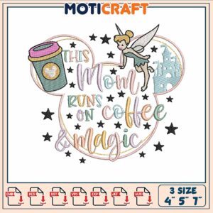 This mom coffee embroidery, cartoons about coffee​​ ​embroidery