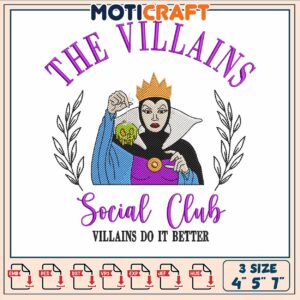 The villians social club embroidery, disney villian​​​​ ​embroidery
