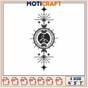 Sun moon is black embroidery, sun and moon drawing​​​​​​ embroidery