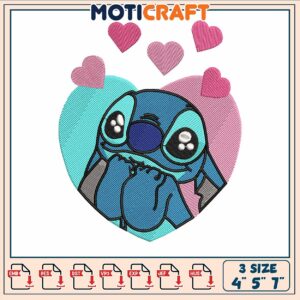 Stitch valentine embroidery, angel and stitch wallpaper​​ embroidery