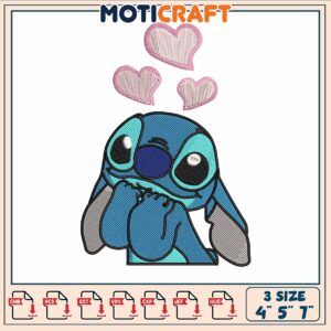 Stitch valentine love embroidery, cute stitch angel​​ embroidery