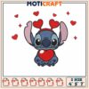 Stitch red heart heart embroidery, stitch character embroidery 1 Stitch red heart heart embroidery, stitch character embroidery