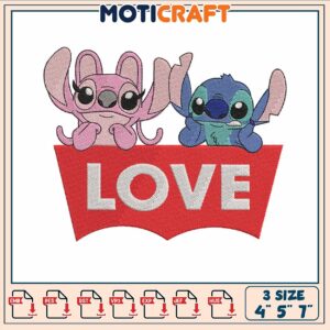 Stitch love cartoon embroidery, stitch y angel​ embroidery