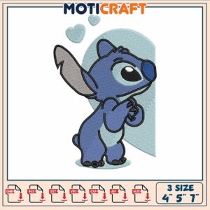 Stitch half heart embroidery, picture of stitch​ ​embroidery