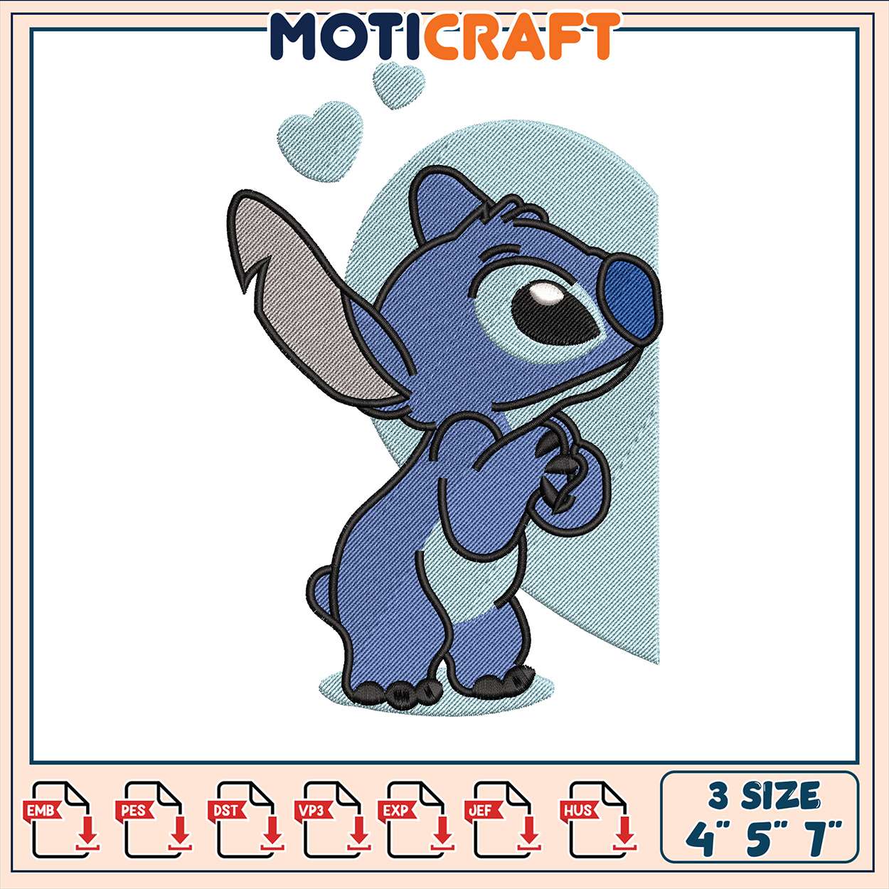 Stitch half heart embroidery, picture of stitch embroidery Stitch half heart embroidery, picture of stitch embroidery