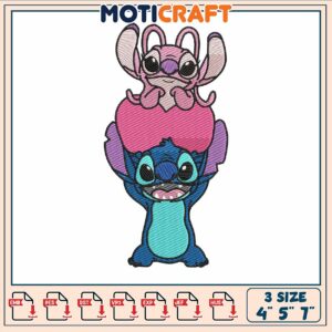 Stitch love angel embroidery, stitch and angel drawing​​ embroidery