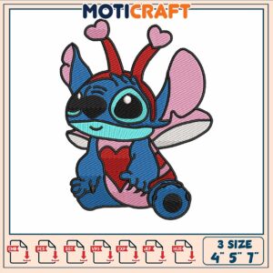 Stitch bee love embroidery, stitch and angel movie​​ embroidery
