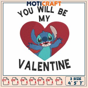 Stitch be valentine embroidery, stitch characters​​​​ ​embroidery
