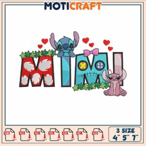 Stitch angel mimi embroidery, stitch background​ ​embroidery