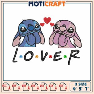 Stitch angel lover embroidery, lilo and stitch angel​ embroidery