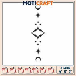 Star moon symbols embroidery, moon and stars​​ embroidery