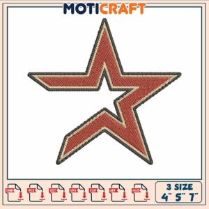 Star houston logo embroidery, houston baseball team​​​​​​ embroidery