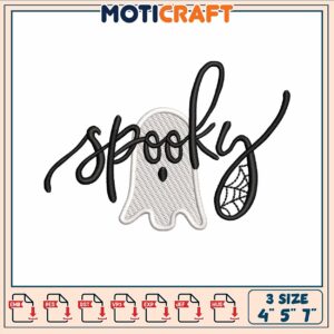 Spooky art ghost embroidery, clip art spooky​​ ​embroidery