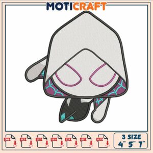 Spider man white embroidery, spider man chibi​ embroidery
