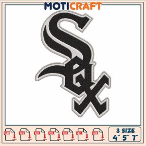 Sox white logo embroidery, chicago white sox game today​ embroidery
