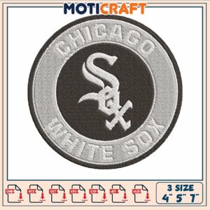 Sox white black embroidery, chicago white sox logo​​​ embroidery