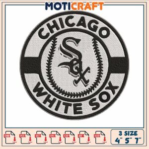 Sox white baseball embroidery, chicago white socks​ embroidery