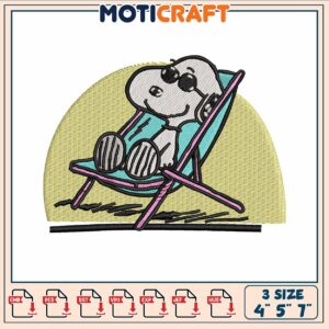 Snoopy in the peach embroidery, snoopy movie​ embroidery