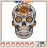Skull flowers embroidery, drawing of the skull​​​​​ embroidery