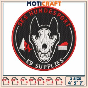 Sks hundesport embroidery, skull drawing​​​​ embroidery