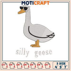 Silly goose cool embroidery, cute goose drawing​ embroidery