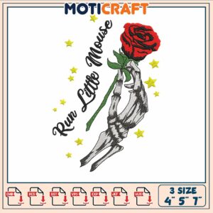 Run little mouse embroidery, drawing of a rose​ embroidery