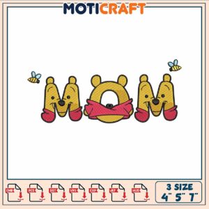 Pooh mom bear embroidery, disney pooh bear​ ​embroidery