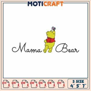Pooh mama bear embroidery, winnie the pooh cartoon​ ​embroidery