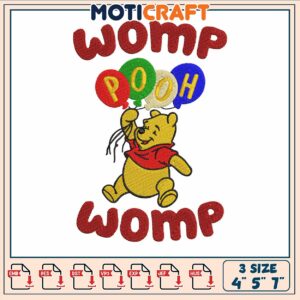 Pooh bear womp embroidery, pooh disney world​ ​embroidery