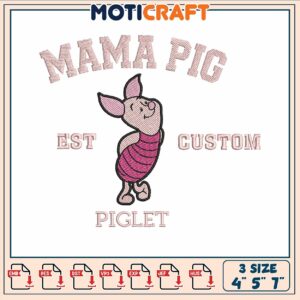 Pooh bear mama pig embroidery, is pooh disney​​​ ​embroidery