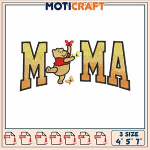 Pooh bear mama dance embroidery, pooh bear cartoon​​ ​embroidery